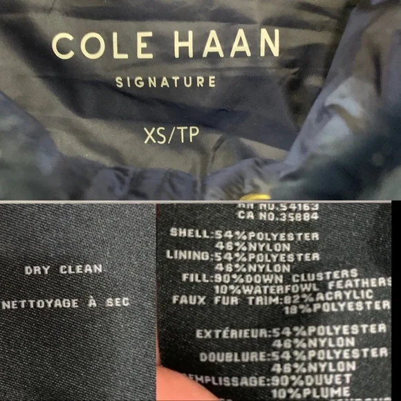 Cole Haan Down Quilted Puffer Hooded Jacket Faux Fur Trim Iridescent Blue Sz XS - Picture 8 of 16